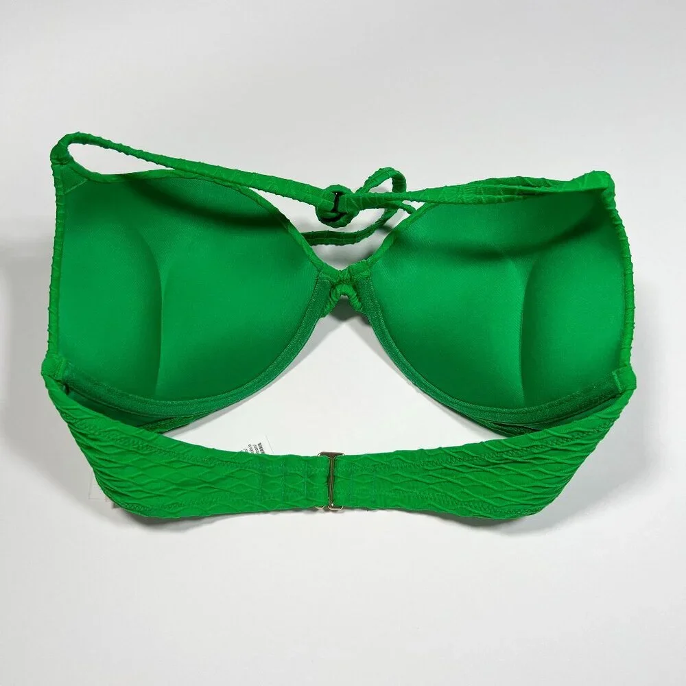 Victoria Secret 36B Bombshell Push Up Bikini Top Adds 2 Cups Textured Jade Green